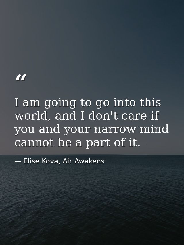 I am going to go into this world, and I don't care if you and your narrow mind cannot be a part of it. — Elise Kova, Air Awakens
