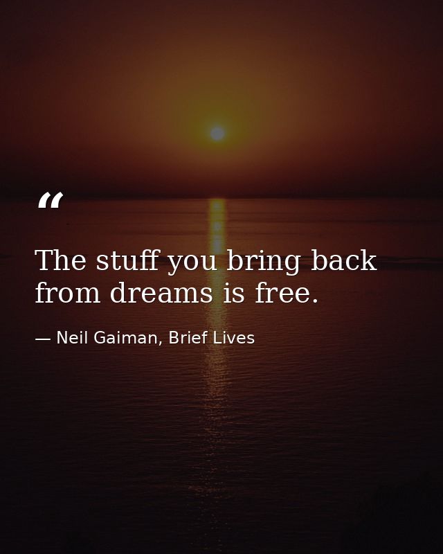 The stuff you bring back from dreams is free. — Neil Gaiman, Brief Lives