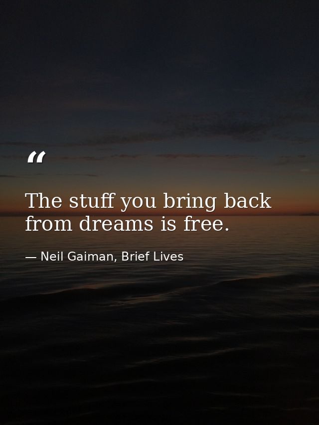 The stuff you bring back from dreams is free. — Neil Gaiman, Brief Lives