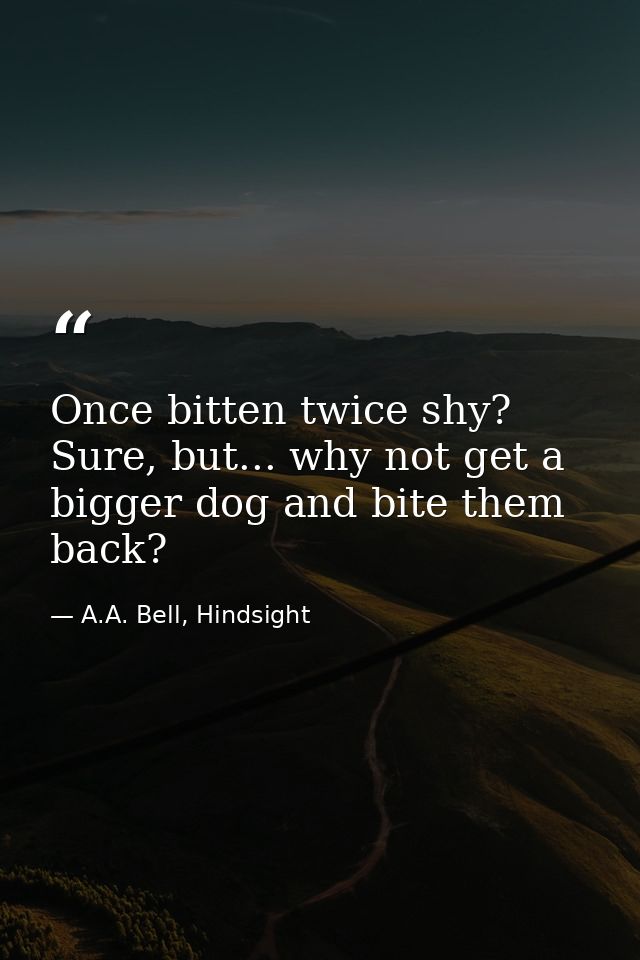 Once bitten twice shy? Sure, but... why not get a bigger dog and bite them back? — A.A. Bell, Hindsight