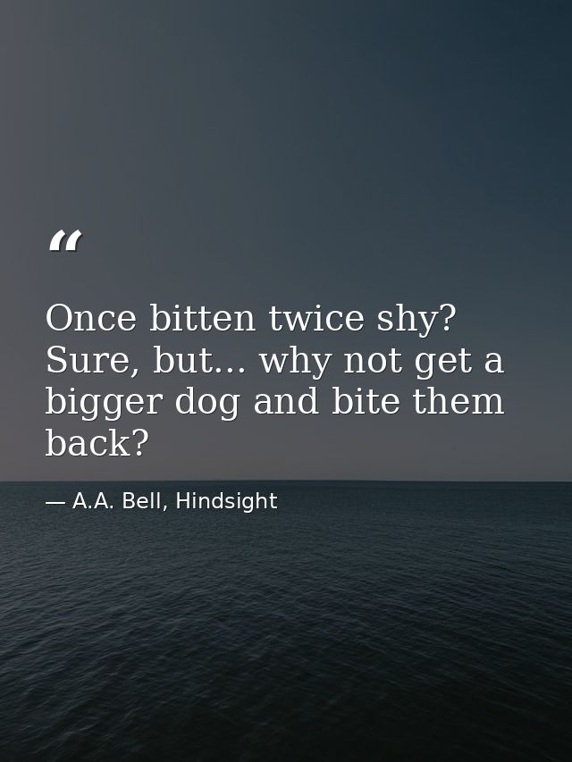 Once bitten twice shy? Sure, but... why not get a bigger dog and bite them back? — A.A. Bell, Hindsight