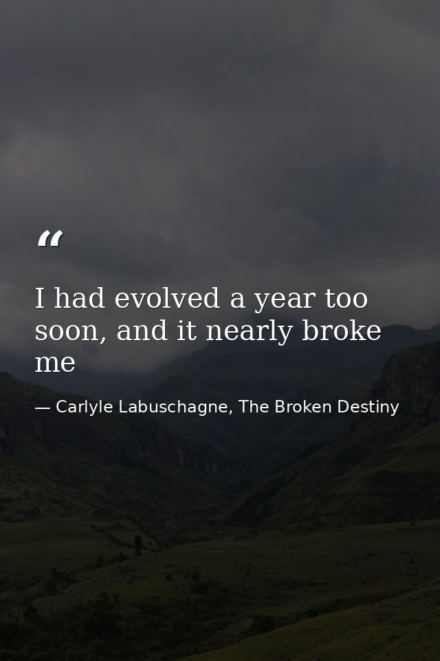 I had evolved a year too soon, and it nearly broke me — Carlyle Labuschagne, The Broken Destiny