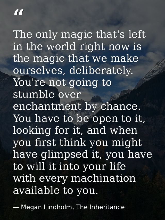 The only magic that's left in the world right now is the magic that we make ourselves, deliberately. You're not going to — Megan Lindholm, The Inheritance