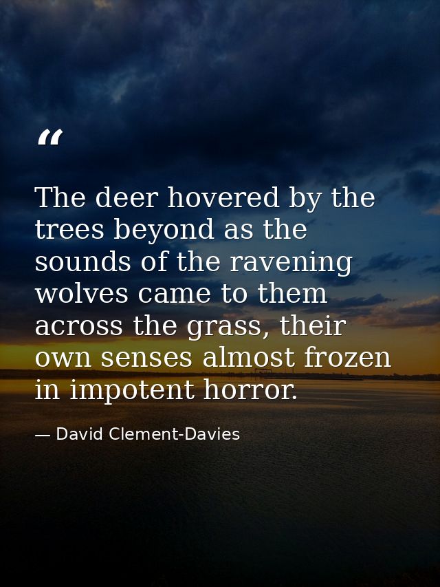 The deer hovered by the trees beyond as the sounds of the ravening wolves came to them across the grass, their own sense — David Clement-Davies