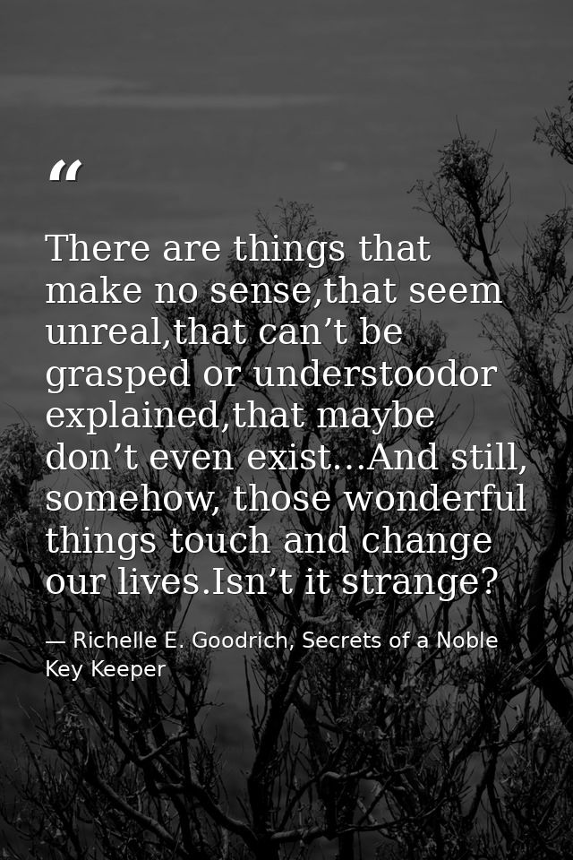 There are things that make no sense,that seem unreal,that can’t be grasped or understoodor explained,that maybe don’t ev — Richelle E. Goodrich, Secrets of a Noble Key Keeper