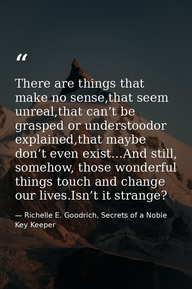 There are things that make no sense,that seem unreal,that can’t be grasped or understoodor explained,that maybe don’t ev — Richelle E. Goodrich, Secrets of a Noble Key Keeper