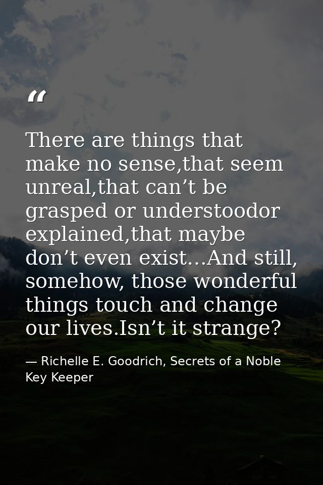 There are things that make no sense,that seem unreal,that can’t be grasped or understoodor explained,that maybe don’t ev — Richelle E. Goodrich, Secrets of a Noble Key Keeper