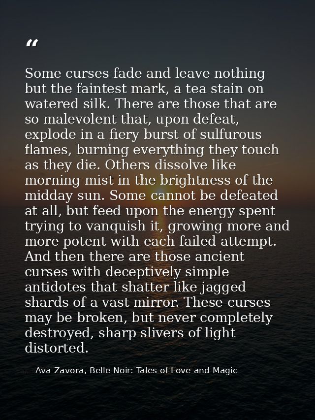 Some curses fade and leave nothing but the faintest mark, a tea stain on watered silk. There are those that are so malev — Ava Zavora, Belle Noir: Tales of Love and Magic