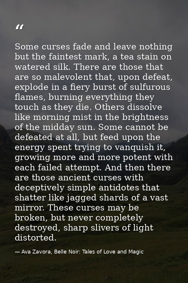 Some curses fade and leave nothing but the faintest mark, a tea stain on watered silk. There are those that are so malev — Ava Zavora, Belle Noir: Tales of Love and Magic