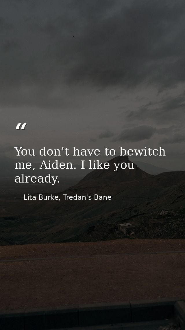 You don’t have to bewitch me, Aiden. I like you already. — Lita Burke, Tredan's Bane
