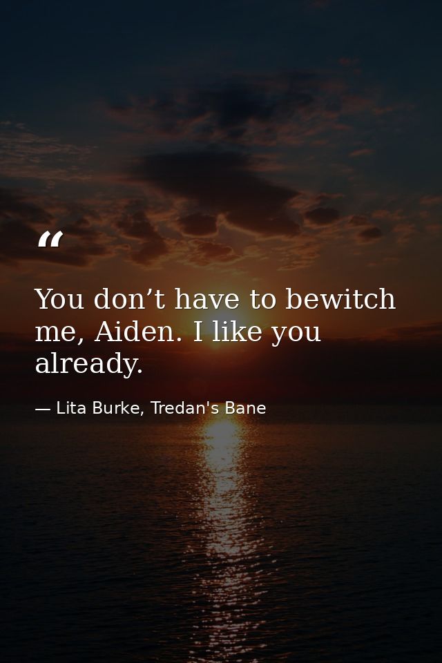 You don’t have to bewitch me, Aiden. I like you already. — Lita Burke, Tredan's Bane