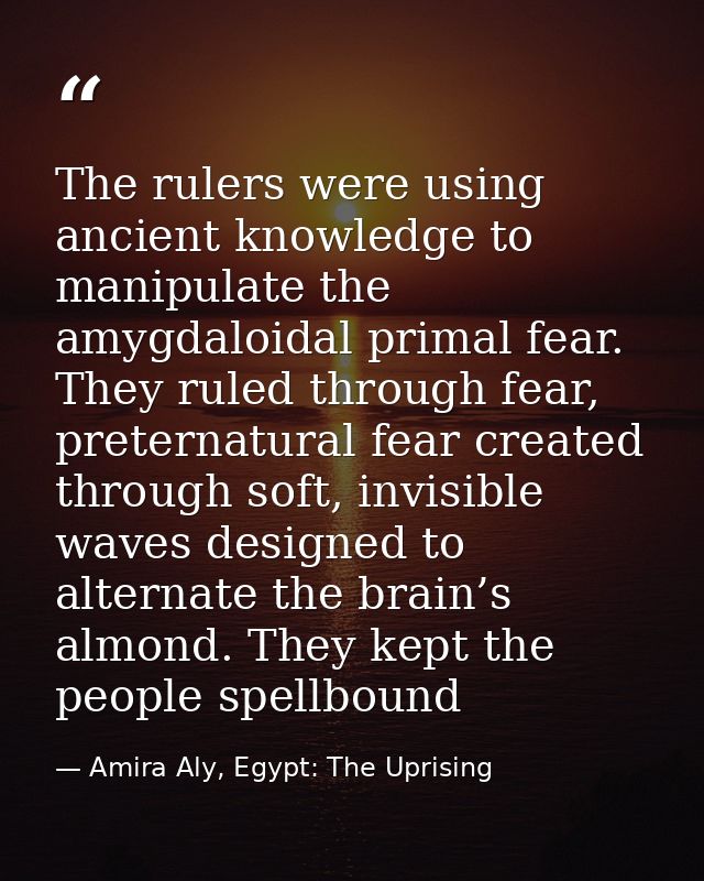 The rulers were using ancient knowledge to manipulate the amygdaloidal primal fear. They ruled through fear, preternatur — Amira Aly, Egypt: The Uprising