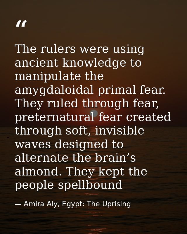 The rulers were using ancient knowledge to manipulate the amygdaloidal primal fear. They ruled through fear, preternatur — Amira Aly, Egypt: The Uprising