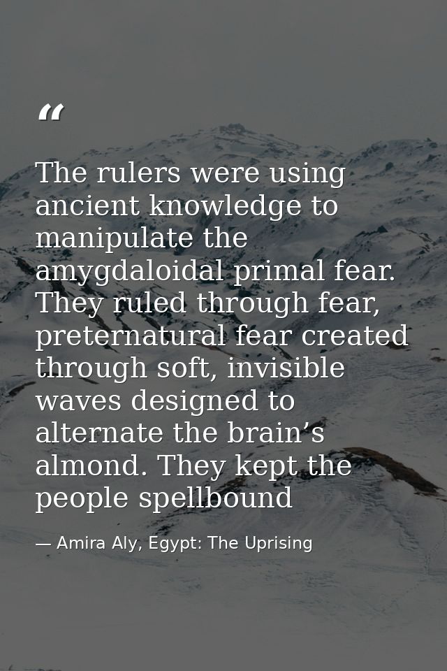 The rulers were using ancient knowledge to manipulate the amygdaloidal primal fear. They ruled through fear, preternatur — Amira Aly, Egypt: The Uprising
