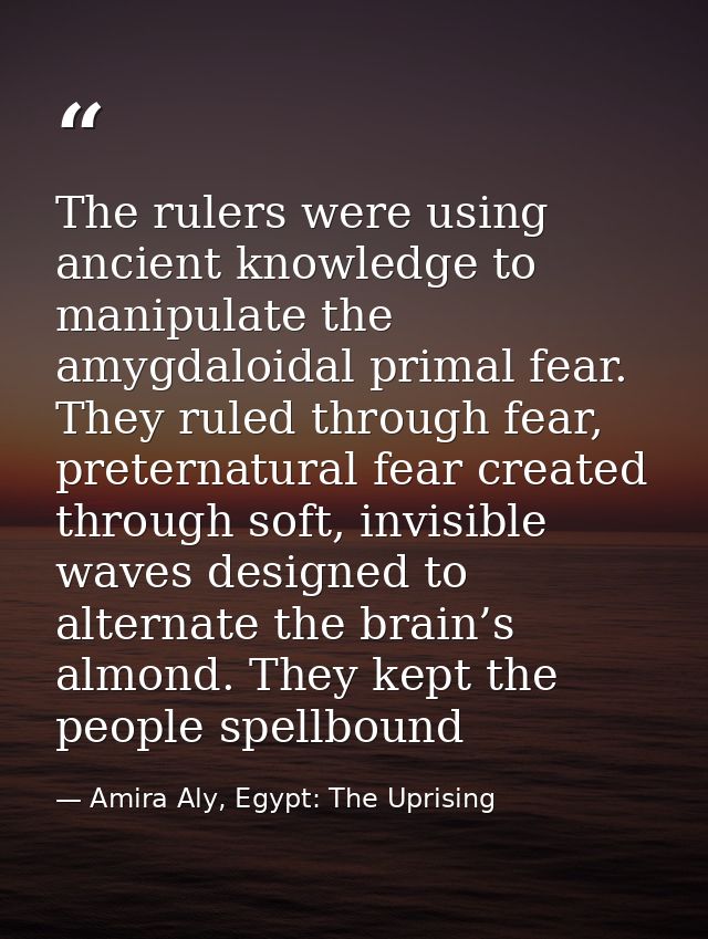 The rulers were using ancient knowledge to manipulate the amygdaloidal primal fear. They ruled through fear, preternatur — Amira Aly, Egypt: The Uprising