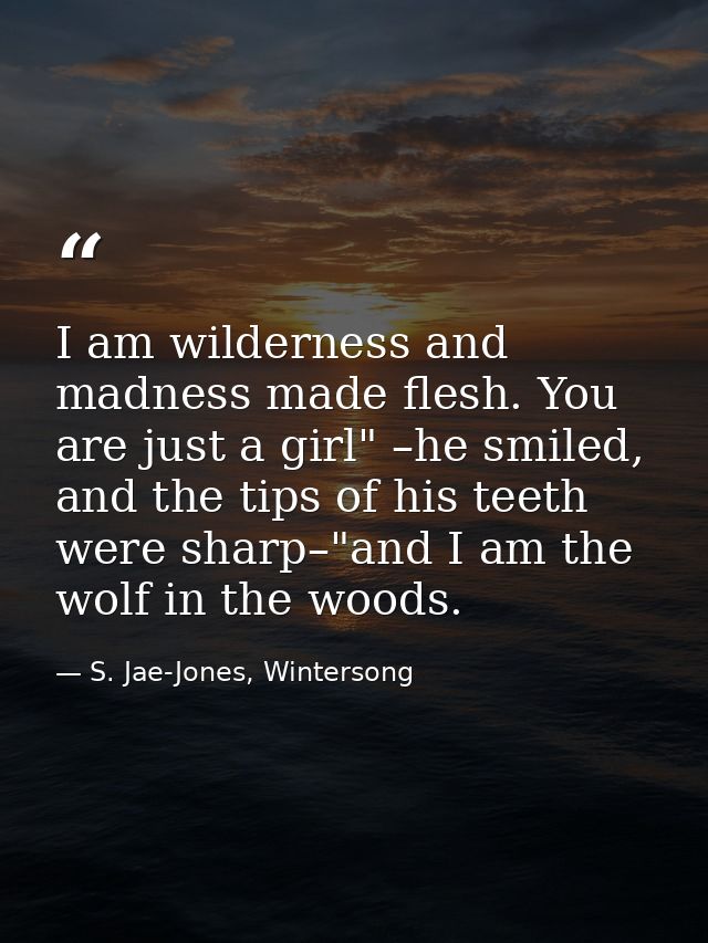 I am wilderness and madness made flesh. You are just a girl" –he smiled, and the tips of his teeth were sharp–"and I am  — S. Jae-Jones, Wintersong