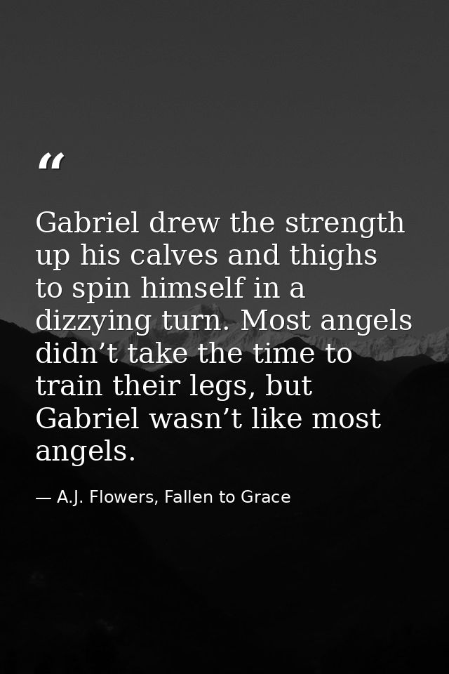Gabriel drew the strength up his calves and thighs to spin himself in a dizzying turn. Most angels didn’t take the time  — A.J. Flowers, Fallen to Grace