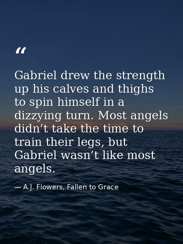 Gabriel drew the strength up his calves and thighs to spin himself in a dizzying turn. Most angels didn’t take the time  — A.J. Flowers, Fallen to Grace