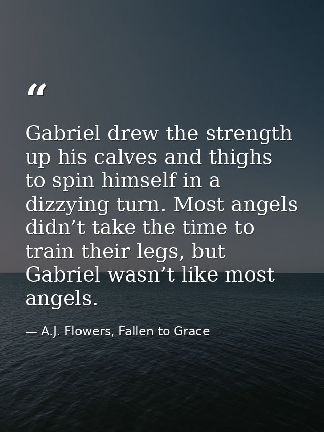 Gabriel drew the strength up his calves and thighs to spin himself in a dizzying turn. Most angels didn’t take the time  — A.J. Flowers, Fallen to Grace