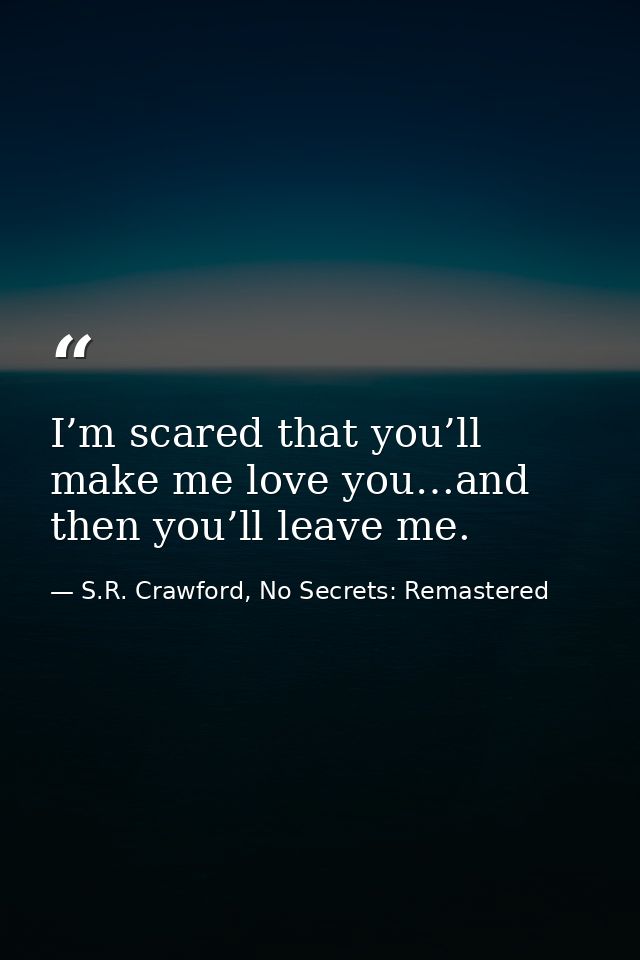 I’m scared that you’ll make me love you…and then you’ll leave me. — S.R. Crawford, No Secrets: Remastered