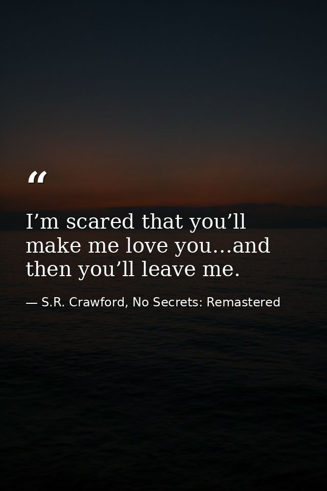 I’m scared that you’ll make me love you…and then you’ll leave me. — S.R. Crawford, No Secrets: Remastered