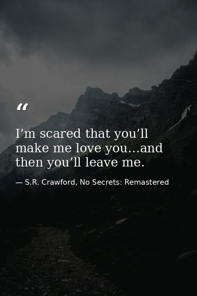 I’m scared that you’ll make me love you…and then you’ll leave me. — S.R. Crawford, No Secrets: Remastered