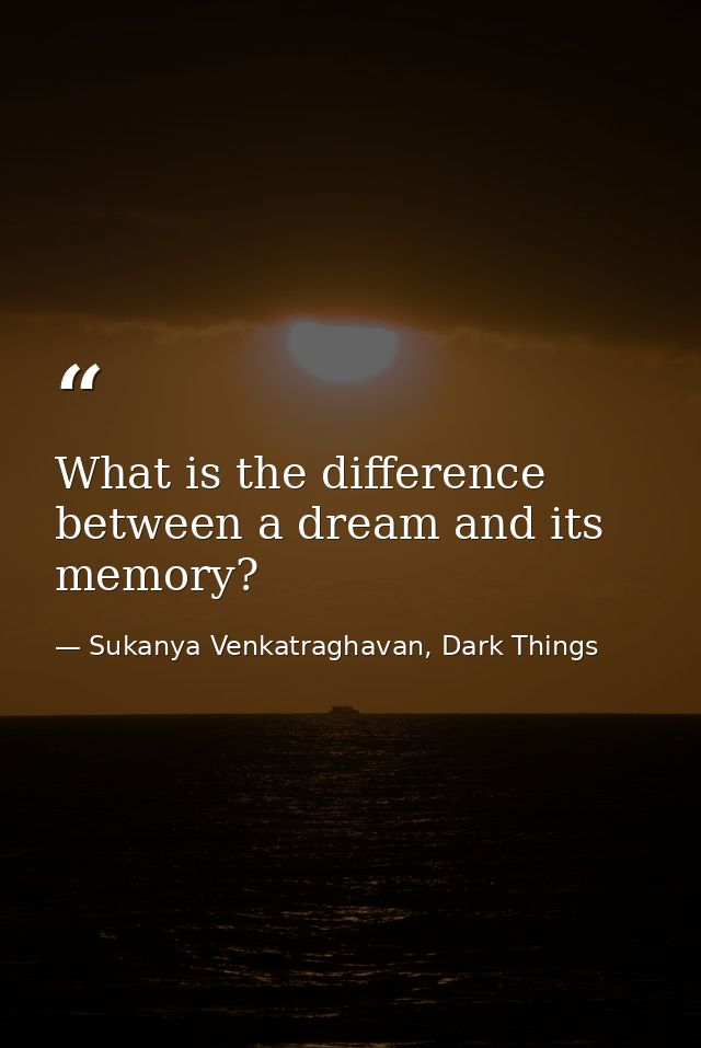 What is the difference between a dream and its memory? — Sukanya Venkatraghavan, Dark Things