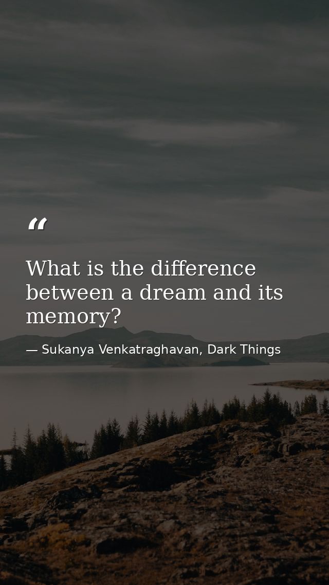 What is the difference between a dream and its memory? — Sukanya Venkatraghavan, Dark Things