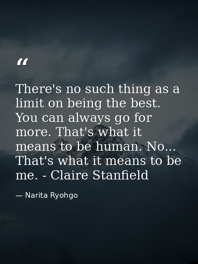 There's no such thing as a limit on being the best. You can always go for more. That's what it means to be human. No...  — Narita Ryohgo