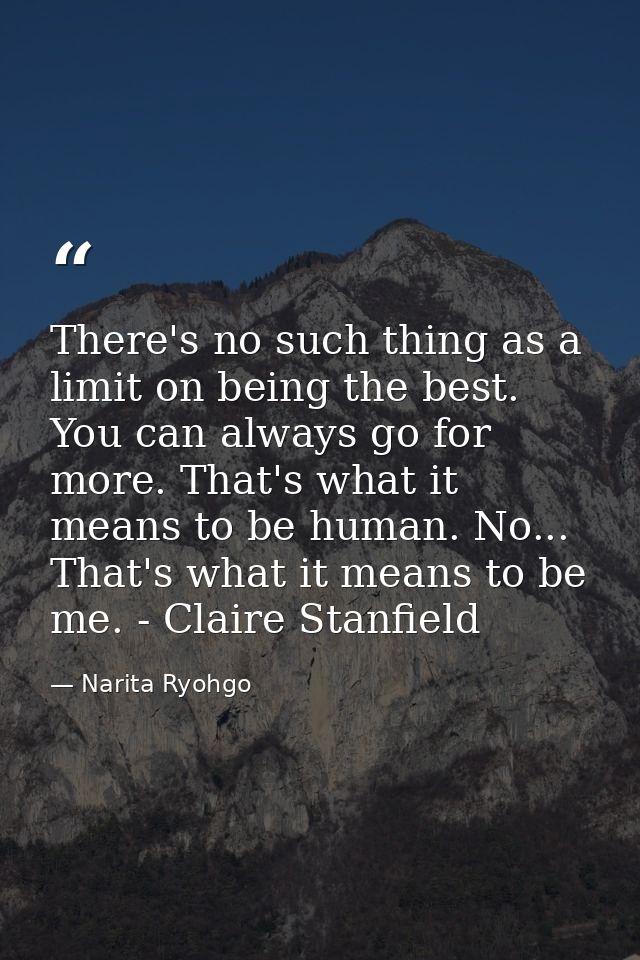 There's no such thing as a limit on being the best. You can always go for more. That's what it means to be human. No...  — Narita Ryohgo