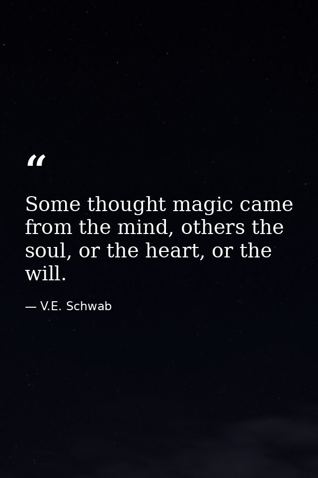 Some thought magic came from the mind, others the soul, or the heart, or the will. — V.E. Schwab