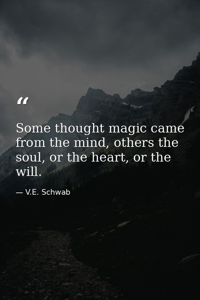 Some thought magic came from the mind, others the soul, or the heart, or the will. — V.E. Schwab