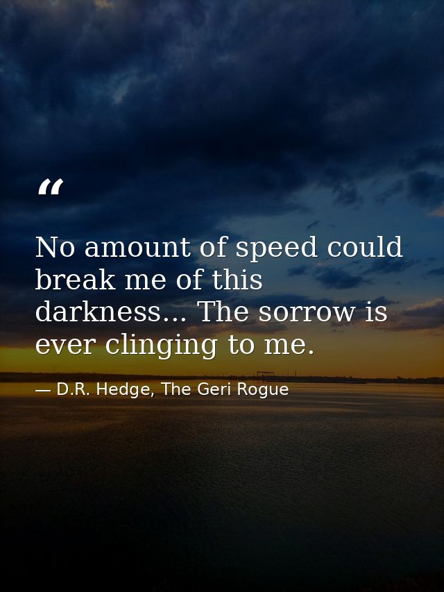 No amount of speed could break me of this darkness... The sorrow is ever clinging to me. — D.R. Hedge, The Geri Rogue