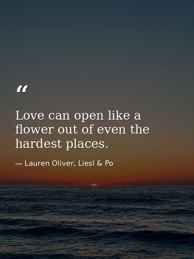 Love can open like a flower out of even the hardest places. — Lauren Oliver, Liesl & Po