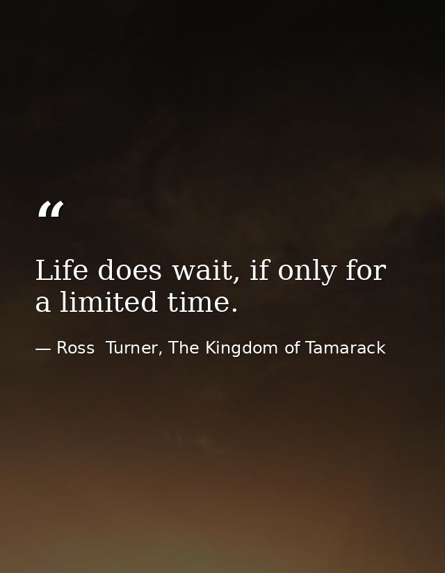 Life does wait, if only for a limited time. — Ross  Turner, The Kingdom of Tamarack