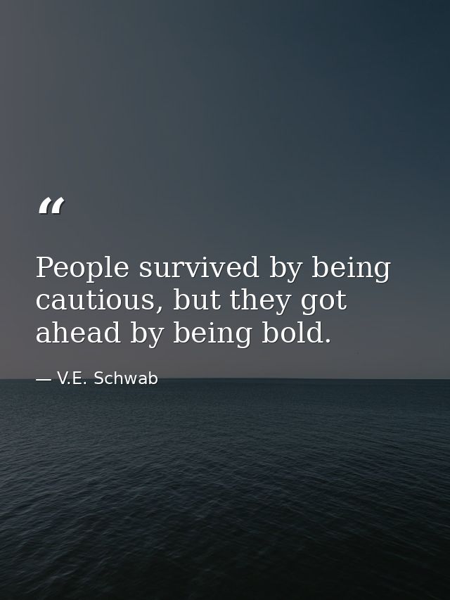 People survived by being cautious, but they got ahead by being bold. — V.E. Schwab