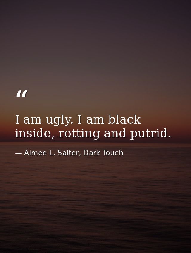 I am ugly. I am black inside, rotting and putrid. — Aimee L. Salter, Dark Touch