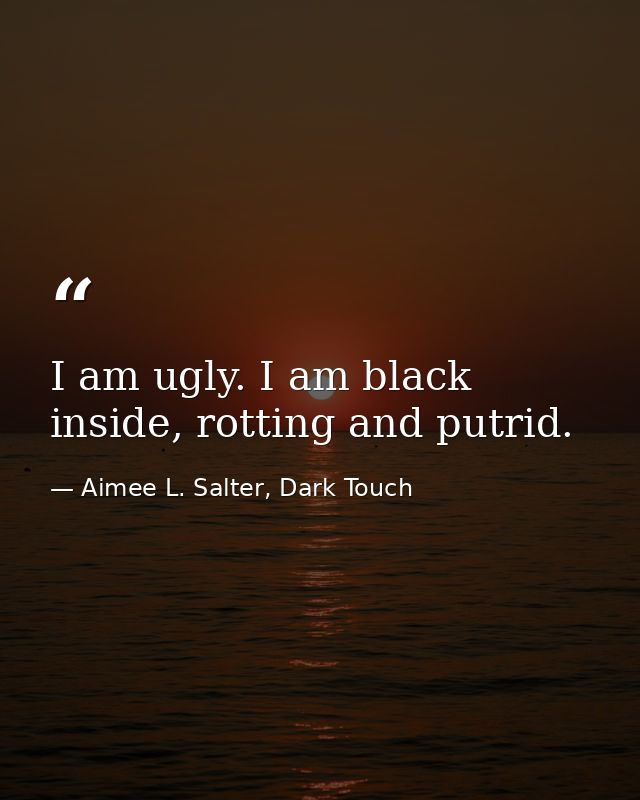 I am ugly. I am black inside, rotting and putrid. — Aimee L. Salter, Dark Touch