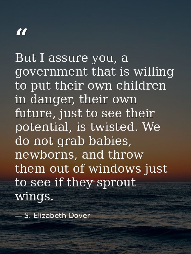 But I assure you, a government that is willing to put their own children in danger, their own future, just to see their  — S. Elizabeth Dover