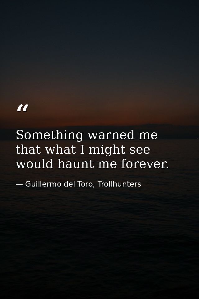 Something warned me that what I might see would haunt me forever. — Guillermo del Toro, Trollhunters