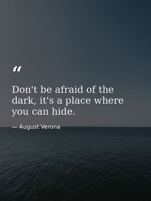 Don't be afraid of the dark, it's a place where you can hide. — August Verona