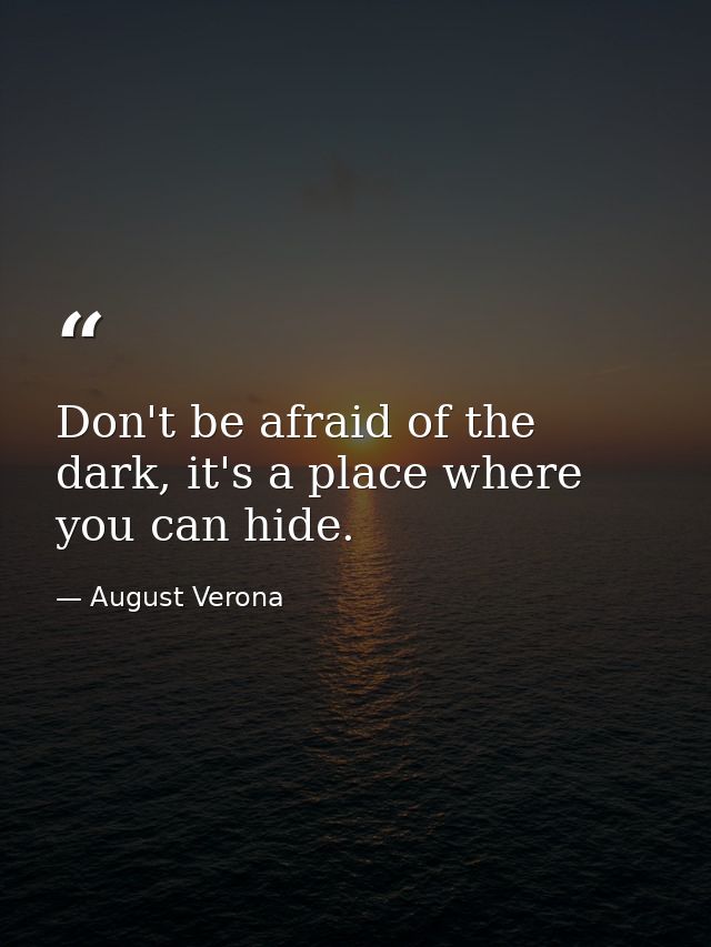 Don't be afraid of the dark, it's a place where you can hide. — August Verona