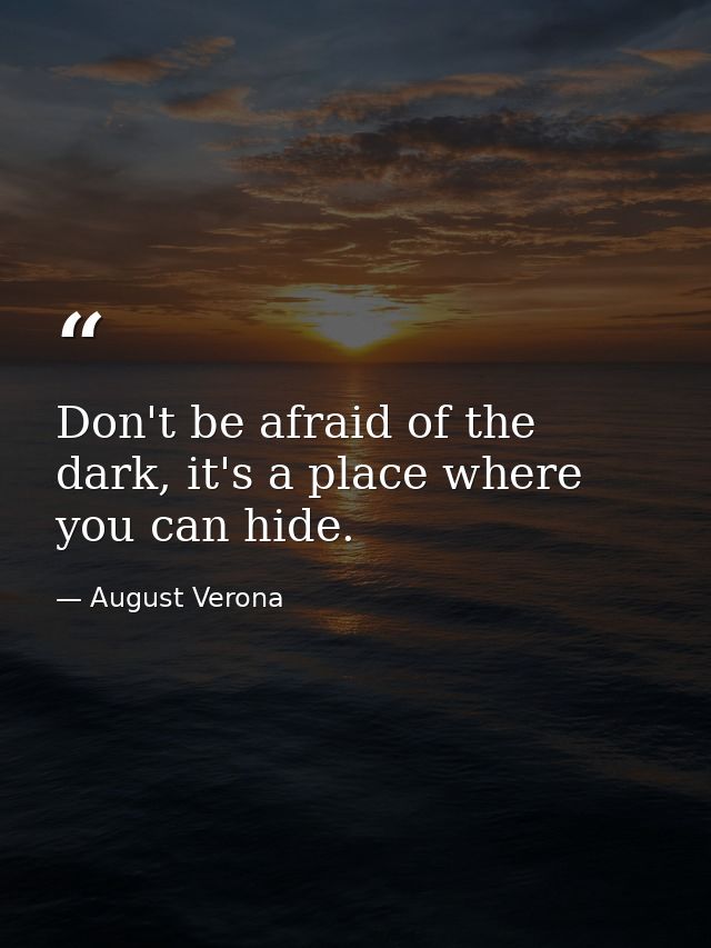 Don't be afraid of the dark, it's a place where you can hide. — August Verona