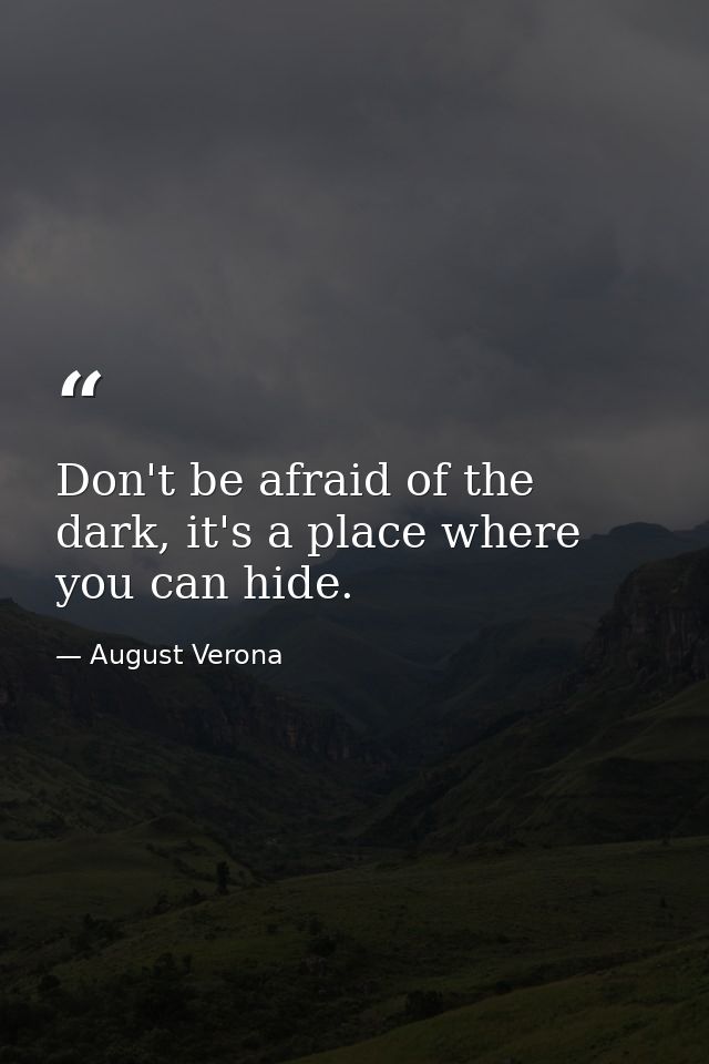 Don't be afraid of the dark, it's a place where you can hide. — August Verona