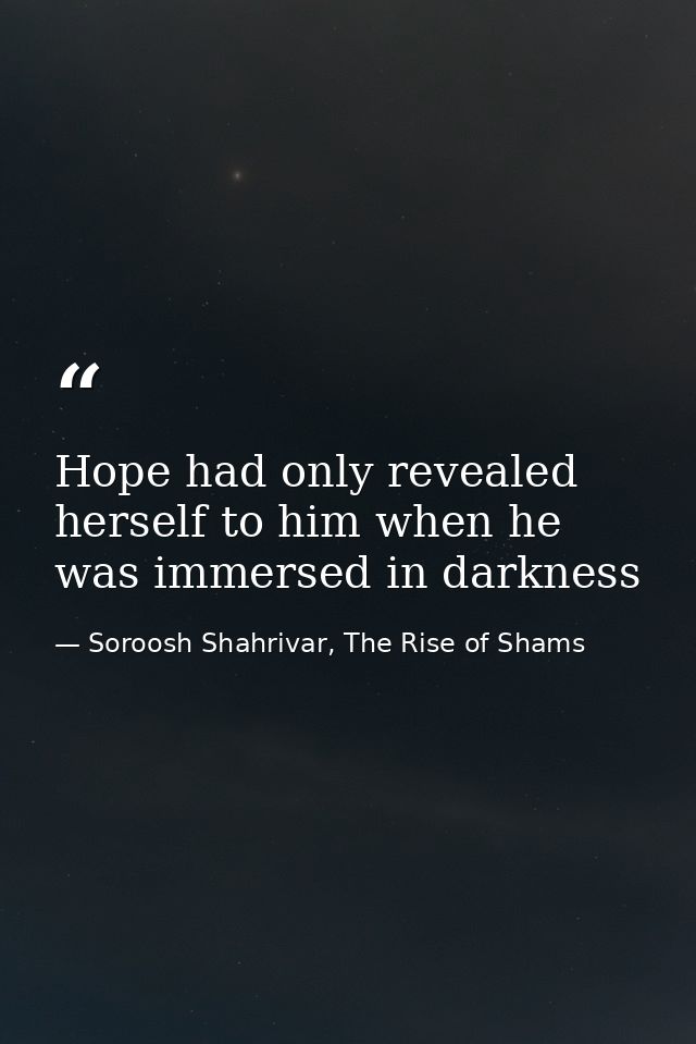 Hope had only revealed herself to him when he was immersed in darkness — Soroosh Shahrivar, The Rise of Shams