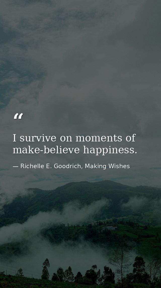 I survive on moments of make-believe happiness. — Richelle E. Goodrich, Making Wishes