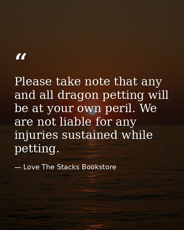 Please take note that any and all dragon petting will be at your own peril. We are not liable for any injuries sustained — Love The Stacks Bookstore