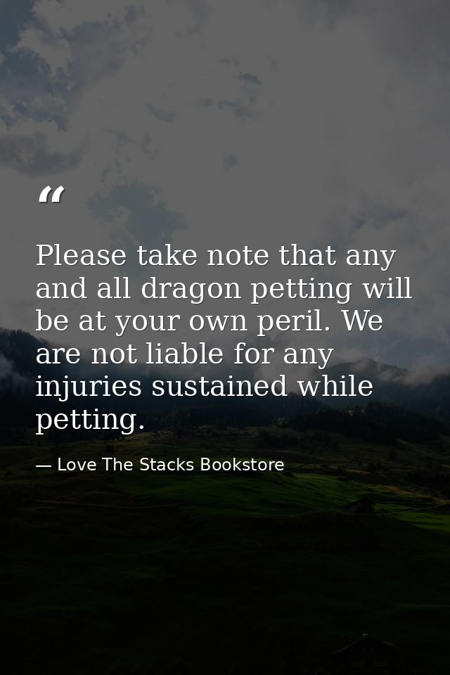 Please take note that any and all dragon petting will be at your own peril. We are not liable for any injuries sustained — Love The Stacks Bookstore