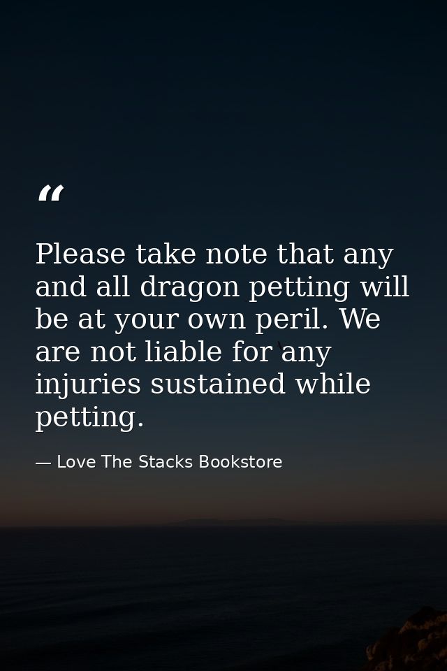 Please take note that any and all dragon petting will be at your own peril. We are not liable for any injuries sustained — Love The Stacks Bookstore