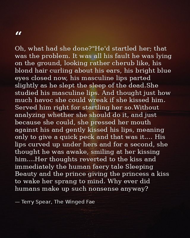 Oh, what had she done?"He'd startled her; that was the problem. It was all his fault he was lying on the ground, looking — Terry Spear, The Winged Fae